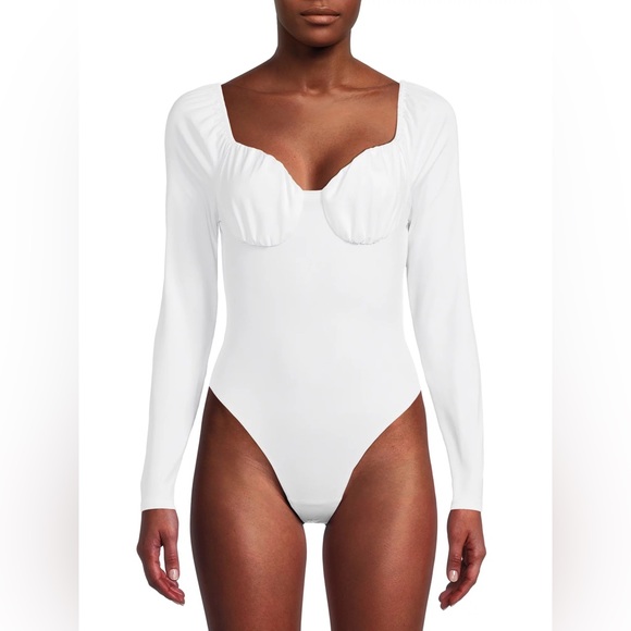 Madden NYC bodysuit Emma long sleeve thong bottom sweet Juliette neckline bust - Picture 1 of 15